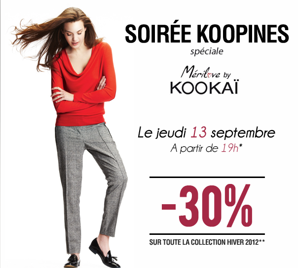 Invitation Soirée KOOPINES: -30% sur la collection, venez accompagnée! 