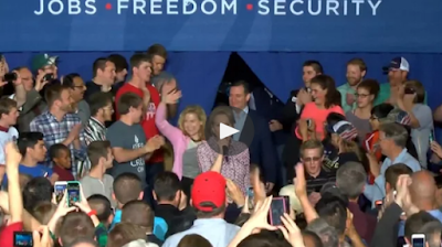Carly Fiorina falls off stage during Ted Cruz event