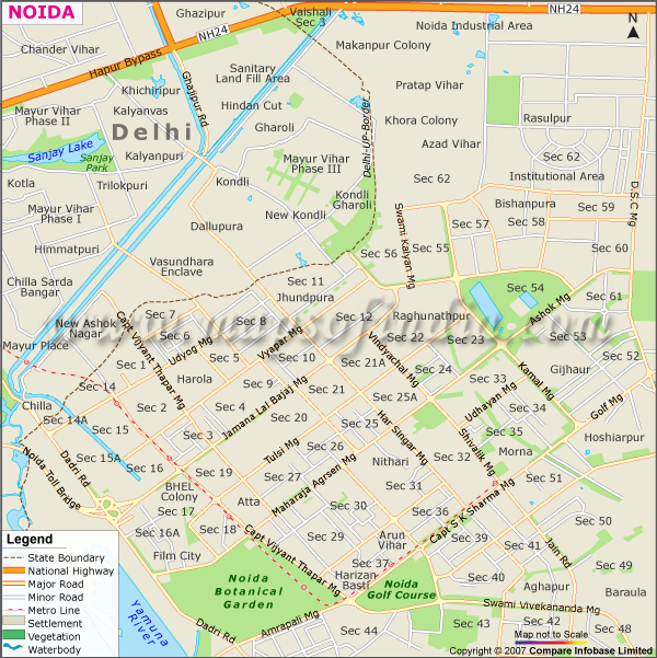 Noida Map, Map of Noida, Noida Map Sector Wise