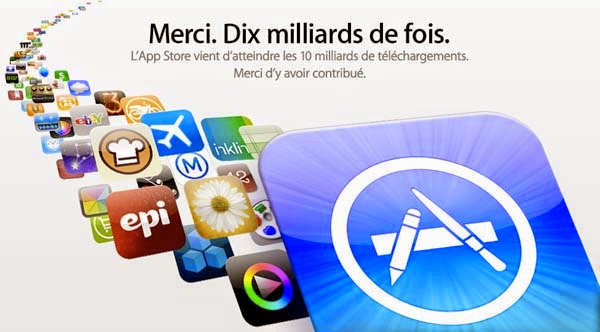 Capture d'écran des 10 milliards merci d'APPLE