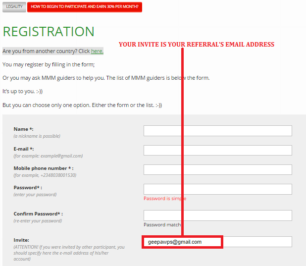 Nigeria MMM Registration Inviters Email Address