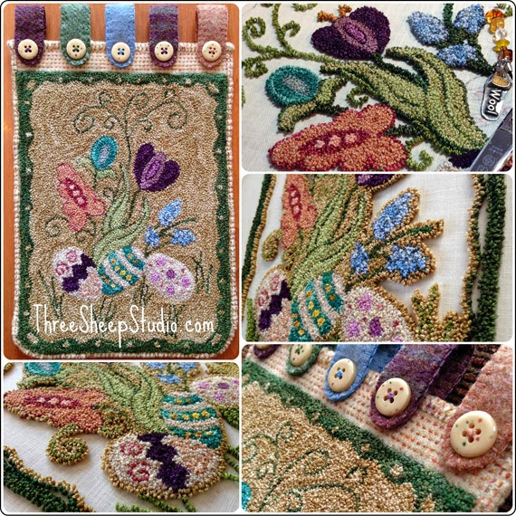 "Springtime" Punch Needle Hanging Panel Pattern - ThreeSheepStudio.com