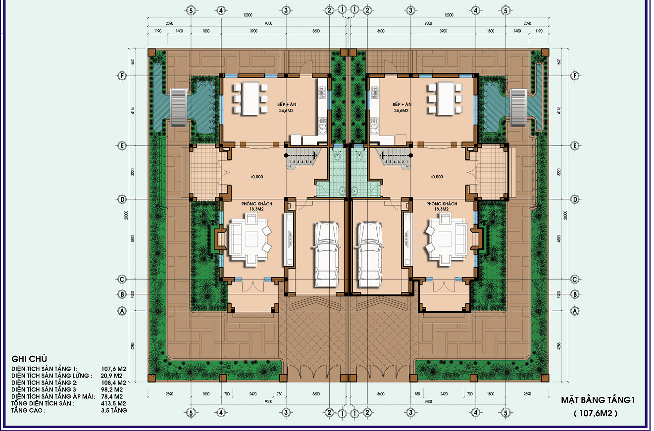 Mặt bằng biệt thự Louis City Hoàng Mai