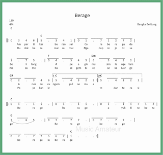 not angka lagu berage lagu daerah bangka belitung