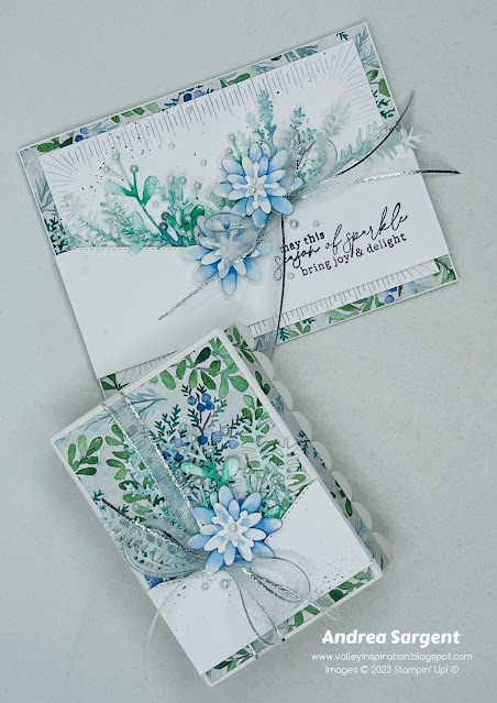 Create a Christmas card and decorated gift box for a special person using the Magical Meadow bundle, Winter Meadow Designer Series Paper and gorgeous Stampin Up embellishments.