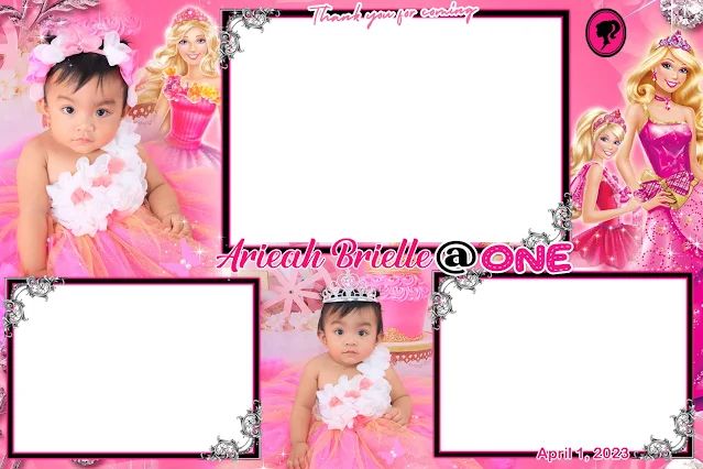 Barbie Photobooth Layout for First Birthday