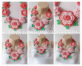 colar de croche, colar de croche com flores