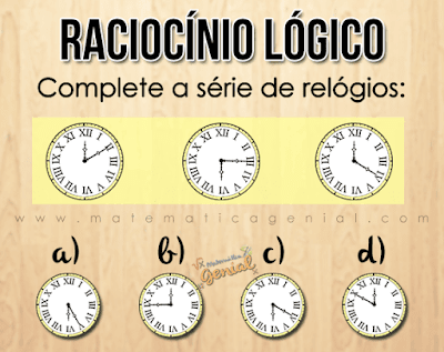 Desafio de raciocínio lógico: Complete a série de relógios