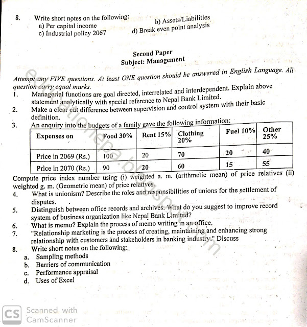 Nepal Bank Limited Question Paper
