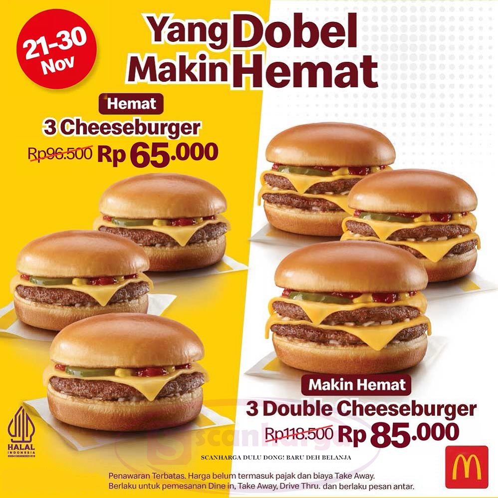 PROMO MCDONALDS 3 DOUBLE BURGER MULAI RP. 65.000