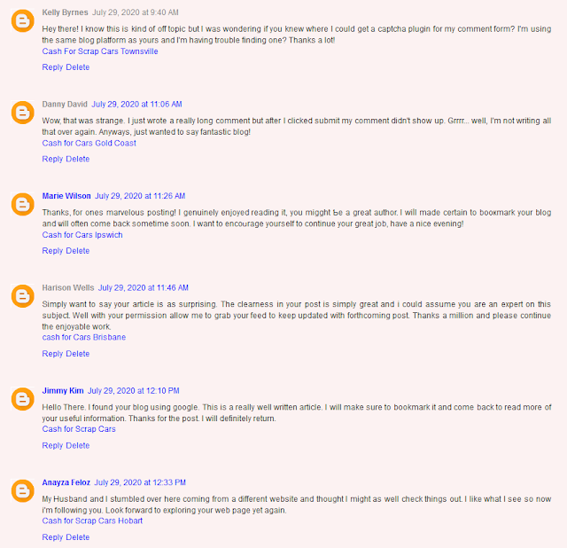 Blogger blogspot comment spam cash for scrap cars