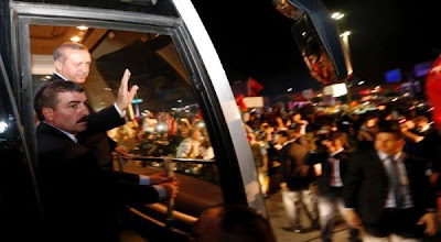 Recep Tayyip Erdogan Welcomes Supporters at Airport