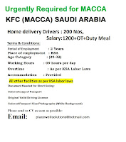 Urgently Required Drivers For KFC ,Saudi Arabia