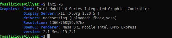 Check Graphics Card using inxi