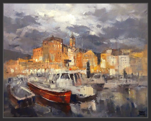 BERMEO-PINTURA-PUERTO-PAISAJES-NOCTURNOS-PUERTOS-EUSKADI-CUADROS-ARTISTA-PINTOR-ERNEST DESCALS