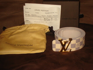Check out this guide on this Louis Vuitton Belt Mens White Damier Azur Canvas M9609 $490 is the retail price on this item. This may include prove of purchase and receipts as well original box for that amount.  The louis vuitton belt mens also features the LV gold logo buckle serial number M9609, manufactured in spain with the damier pattern that characterize the iconic brand.