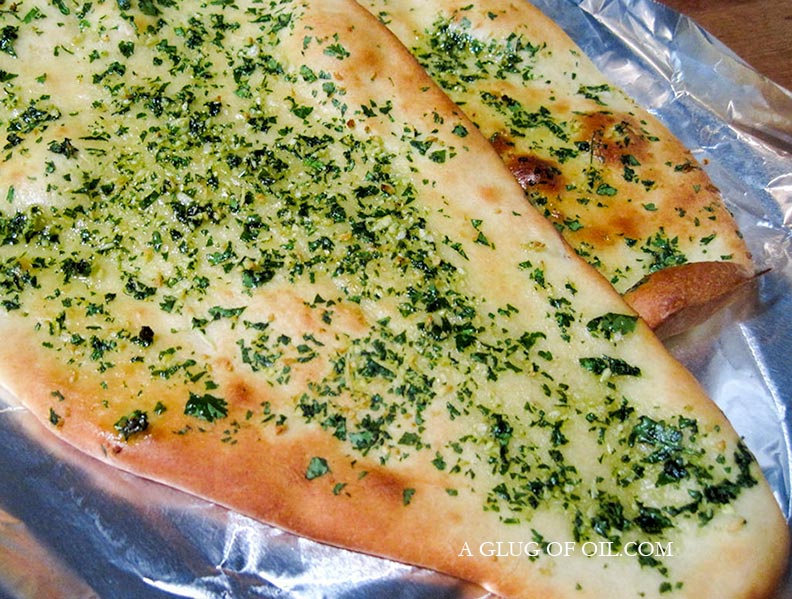 Garlic and coriander (cilantro) naan bread.