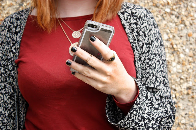 Rings from Topshop, kimono from Mango and top from New Look