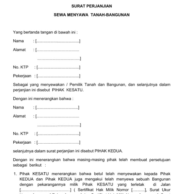 Contoh Surat Perjanjian Sewa Rumah Yang Ringkas Di Malaysia Contoh Surat