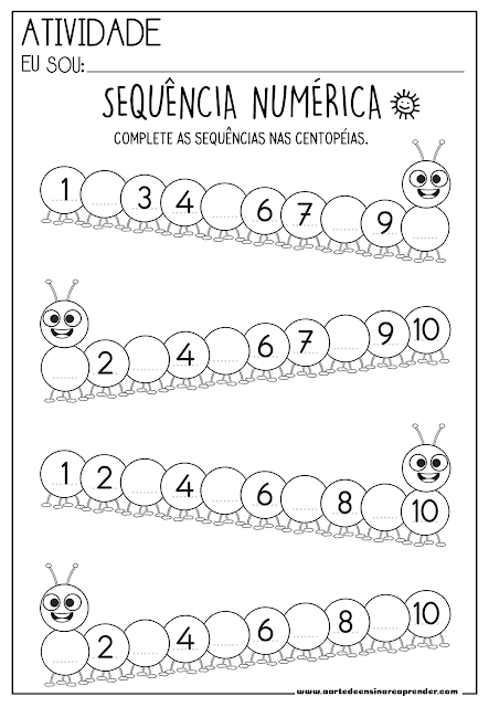 Quebra-cabeça Caracol Numérico pré-escolar números de 1 a 10