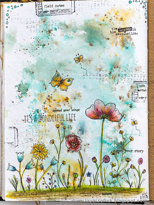 Layers of ink - Doodled Wildflowers Journal Page by Anna-Karin Evaldsson.