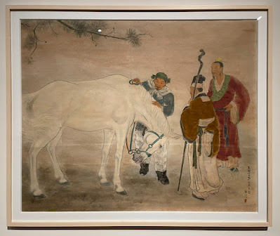 蔡草如個展「神話、戲台與逆光赤城」:以中入西的青春，以西潤中的技巧_伯樂相馬 Bo Le judging a horse / 124x105cm / 膠彩紙本_這裡創見.jpg