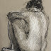 Seated Nude #45 - original charcoal figurative drawing