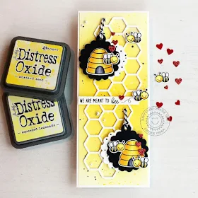 Sunny Studio Stamps: Just Bee-cause Frilly Frame Dies Love Themed Card by Candice Fisher
