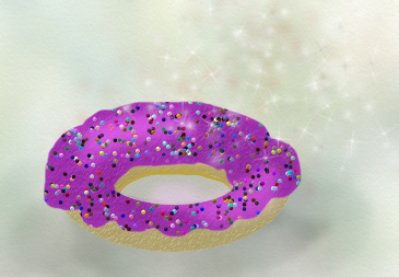 Illustration numérique d'un donut gourmand, réalisée par Florence Gobled, auteur de livres pour enfants et illustrateur jeunesse à Autun en Bourgogne