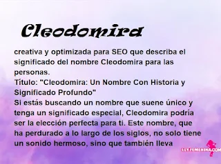 significado del nombre Cleodomira