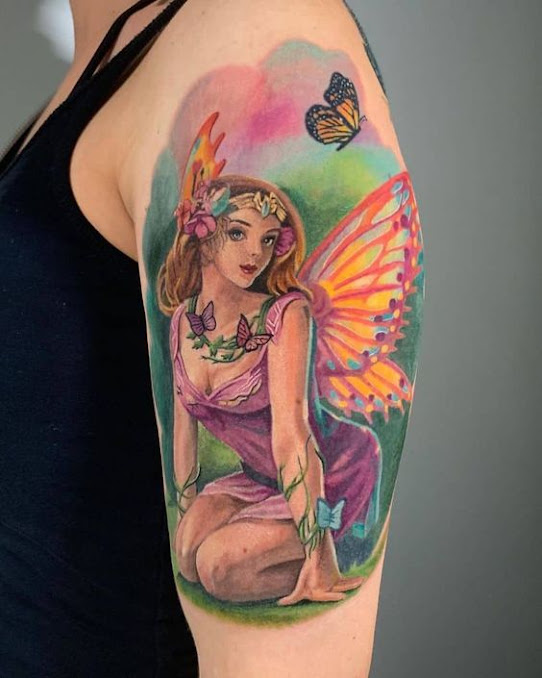 Colourful-Fairy-Arm-Tattoo