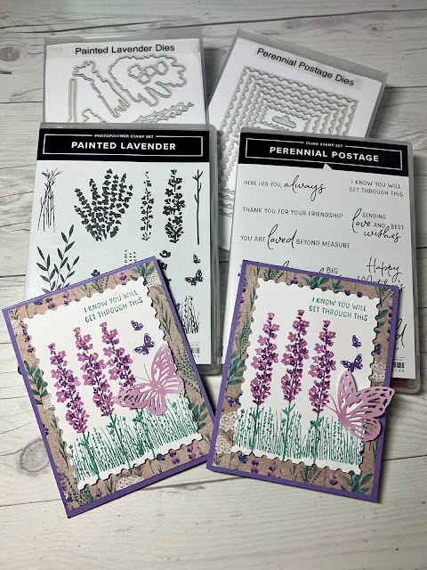 Perennial Lavender Suite Stamp Sets and Dies used to create handmade greeting cards