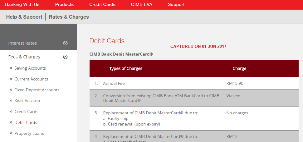 KAD DEBIT CIMB DICAJ YURAN TAHUNAN RM15.90, KAD DEBIT 