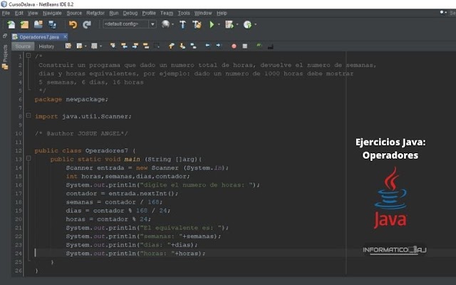 EJERCICIOS RESUELTOS de JAVA: Operadores / Numero Total de Horas