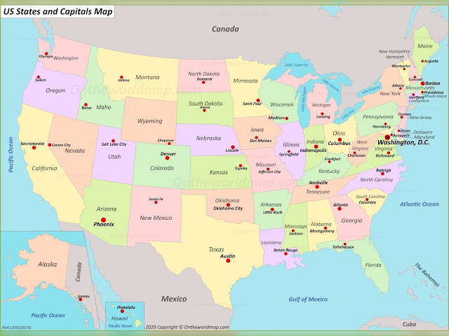 Map Of United States With Capitals