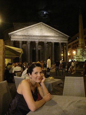 Dinner in front of the ancient Pantheon in the heart of Rome, Italy