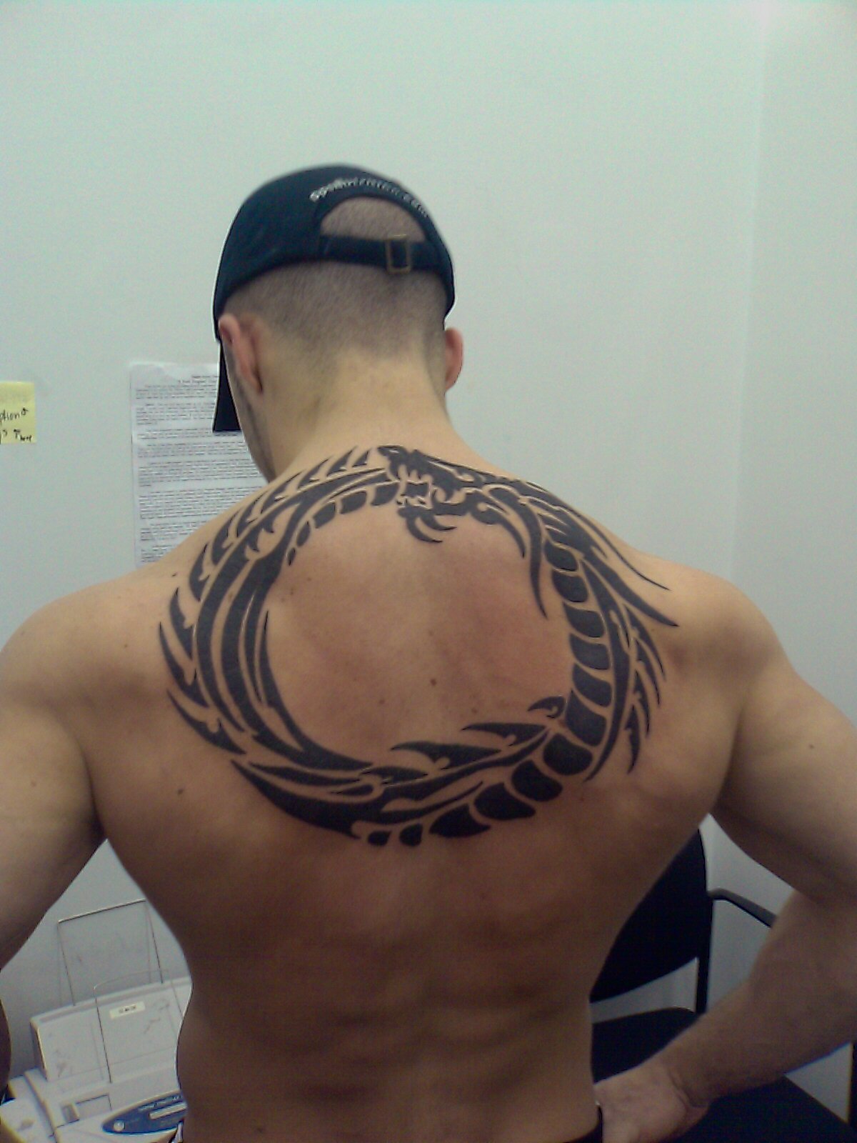 tribal back shoulder tattoos