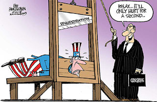 image: cartoon by Walt Handelsman about The Sequester