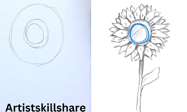 HOW TO DRAW A SUNFLOWER: Step-by-step
