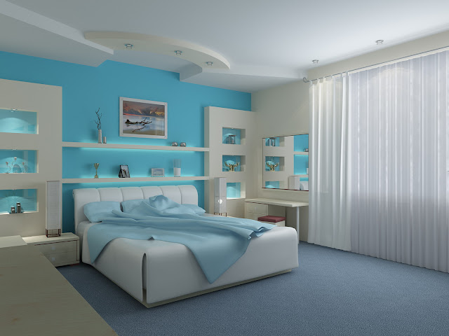 awesome white and blue bedroom decoration idea