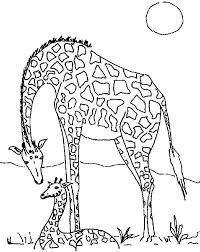 Adorable Mom And Baby Giraffe Coloring Sheet For Kids