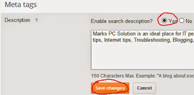 Enabling Search result description for blogger blog