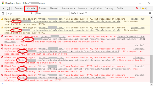 http to https ssl unsafe scripts blocked inspect element console