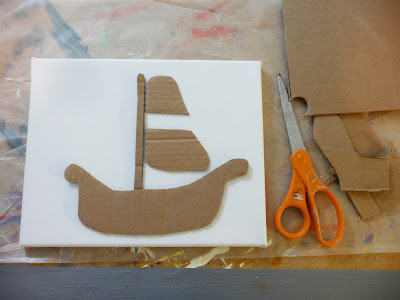 Take the cardboard scraps and cut out a hull (boat) shape. Depending 