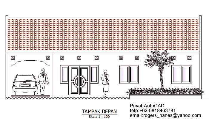 PRIVAT AutoCAD Profesional Gambar  Tampak  Depan  Rumah 