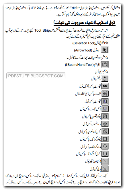 A sample page of the Inpage Urdu Professional User manual Urdu book