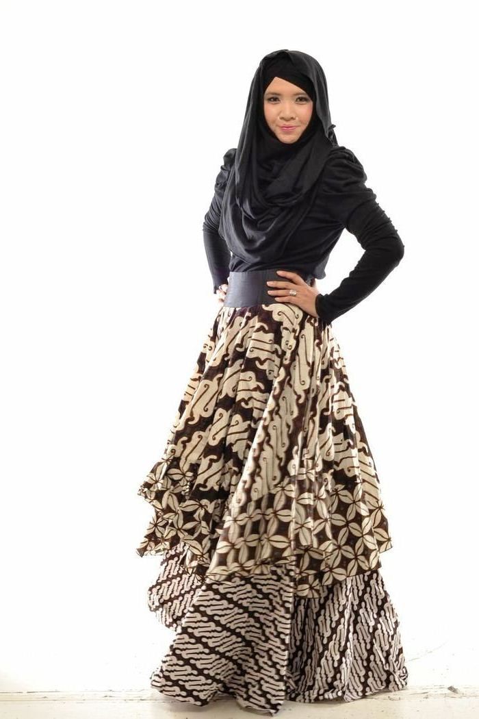  20 model  gaun  batik  muslim kombinasi modern dan elegan 