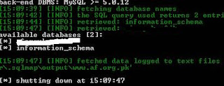 got database list sql injection attack