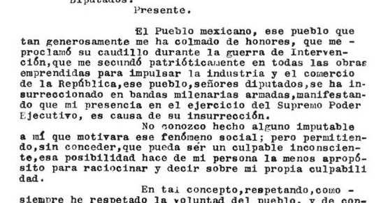 Relatos de sombreros: Carta de renuncia de Porfirio Díaz.