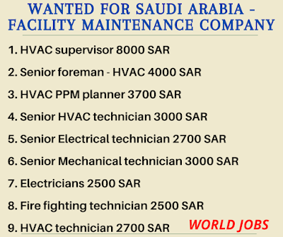Wanted for Saudi Arabia - Facility Maintenance Company